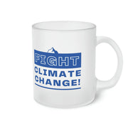 Elegant frosted mug with climate change message.